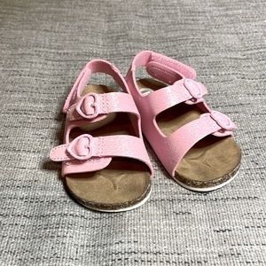 🛑sold🛑 💖 glittery pink velcro baby sandals! Size 4t by wonder nation